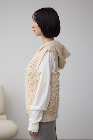 ZIPフーディループニットベスト 詳細画像