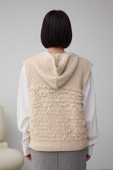 ZIPフーディループニットベスト 詳細画像