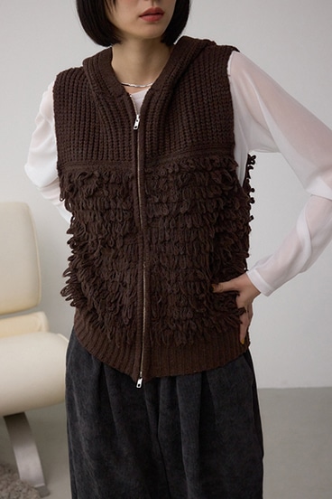 ZIPフーディループニットベスト