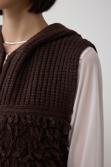 ZIPフーディループニットベスト 詳細画像