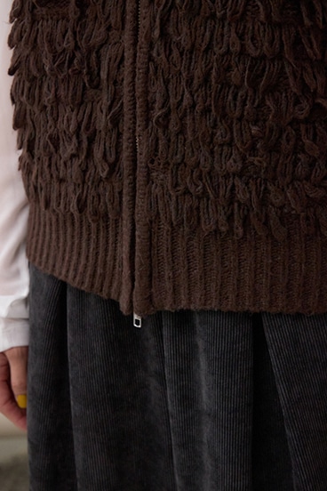 ZIPフーディループニットベスト 詳細画像