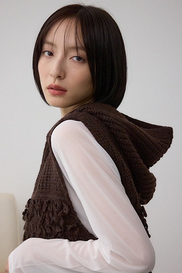 ZIPフーディループニットベスト