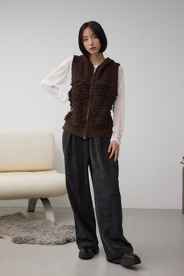 ZIPフーディループニットベスト 詳細画像