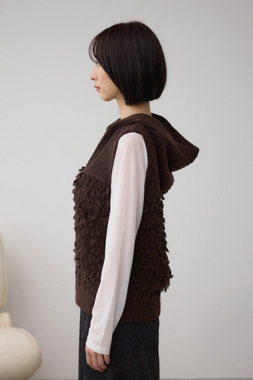 ZIPフーディループニットベスト 詳細画像