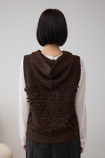 ZIPフーディループニットベスト 詳細画像