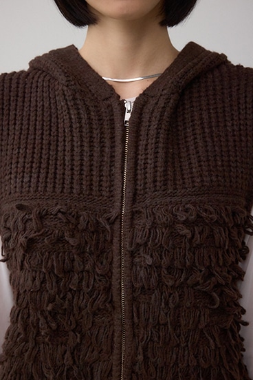 ZIPフーディループニットベスト 詳細画像