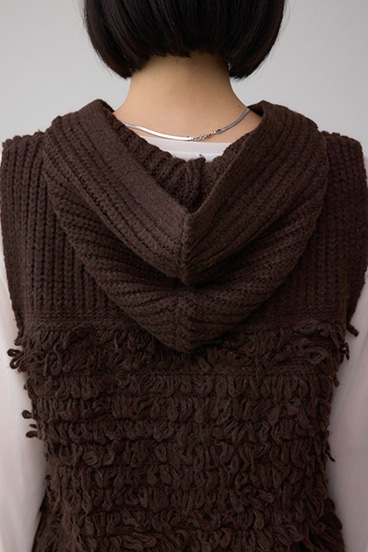 ZIPフーディループニットベスト 詳細画像