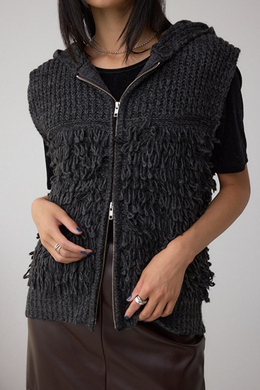 ZIPフーディループニットベスト