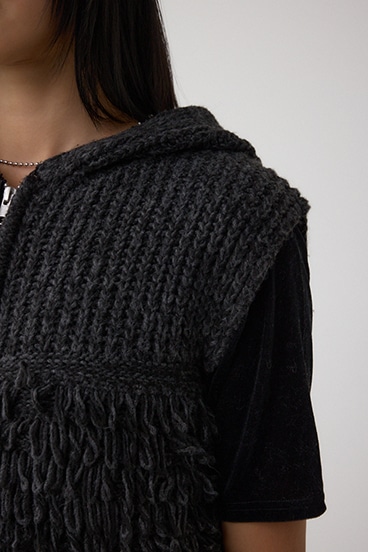 ZIPフーディループニットベスト 詳細画像