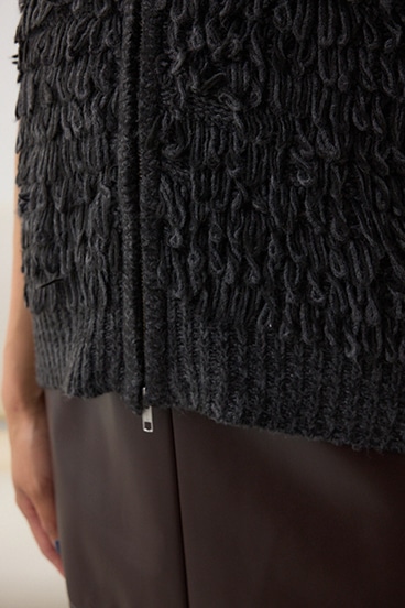 ZIPフーディループニットベスト 詳細画像