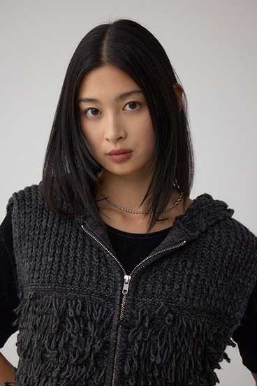 ZIPフーディループニットベスト