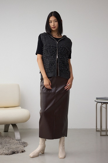 ZIPフーディループニットベスト 詳細画像