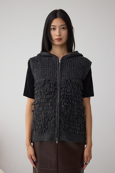 ZIPフーディループニットベスト 詳細画像