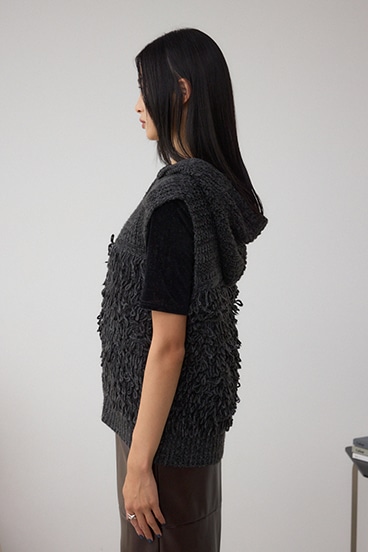 ZIPフーディループニットベスト 詳細画像