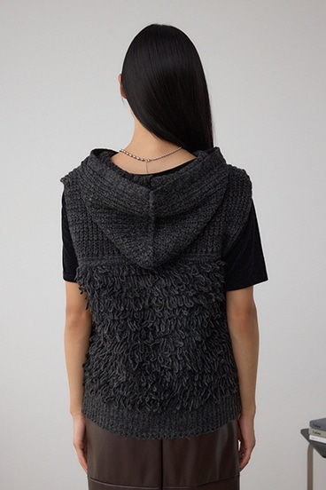 ZIPフーディループニットベスト 詳細画像