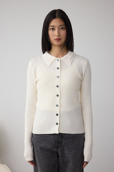 ダブルカラーフロント釦ニットトップス 詳細画像