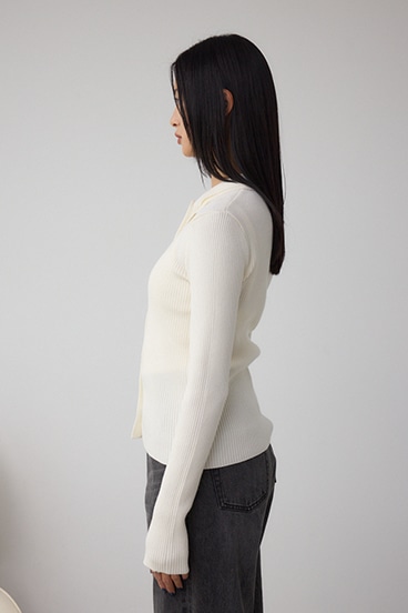 ダブルカラーフロント釦ニットトップス 詳細画像