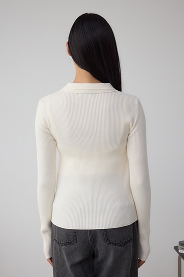 ダブルカラーフロント釦ニットトップス 詳細画像