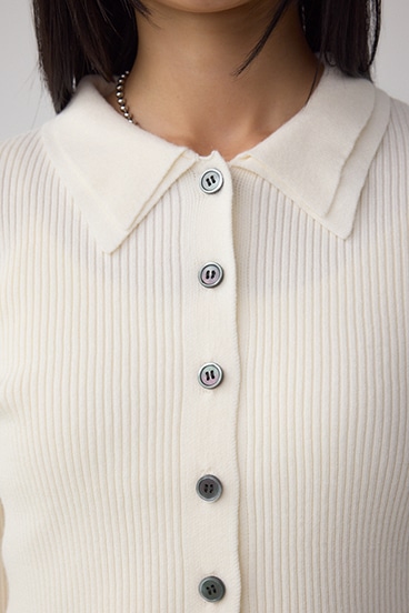 ダブルカラーフロント釦ニットトップス 詳細画像