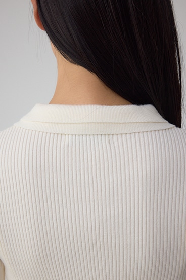 ダブルカラーフロント釦ニットトップス 詳細画像