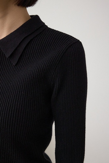 ダブルカラーフロント釦ニットトップス 詳細画像