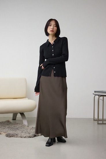 ダブルカラーフロント釦ニットトップス 詳細画像