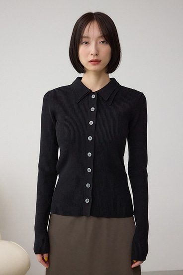 ダブルカラーフロント釦ニットトップス 詳細画像