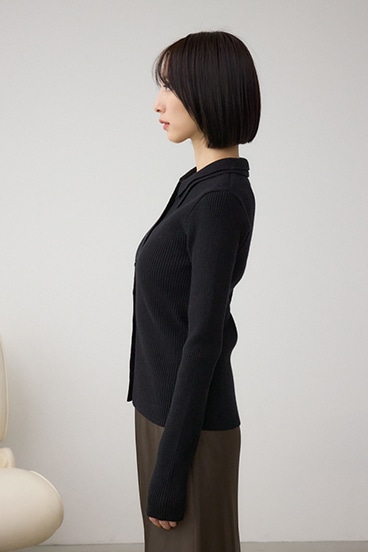 ダブルカラーフロント釦ニットトップス 詳細画像