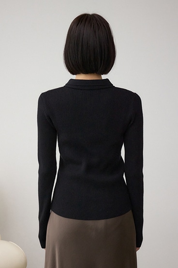 ダブルカラーフロント釦ニットトップス 詳細画像