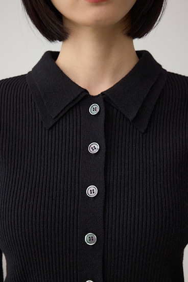 ダブルカラーフロント釦ニットトップス 詳細画像