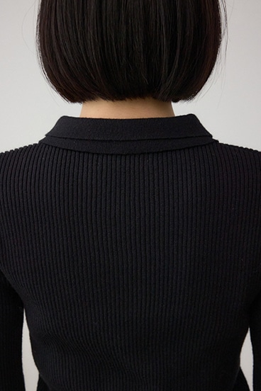 ダブルカラーフロント釦ニットトップス 詳細画像