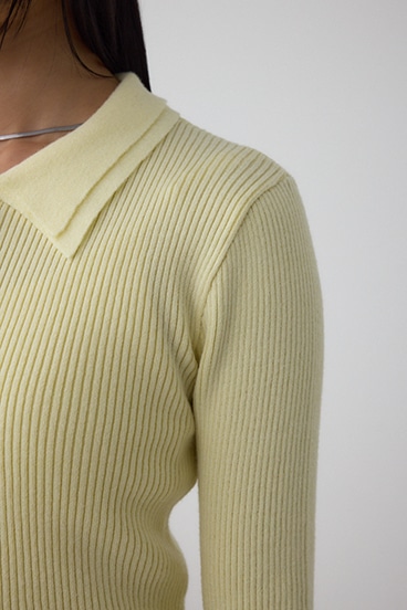 ダブルカラーフロント釦ニットトップス 詳細画像