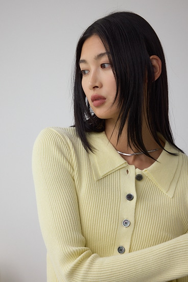 ダブルカラーフロント釦ニットトップス 詳細画像