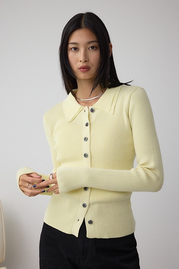 ダブルカラーフロント釦ニットトップス 詳細画像
