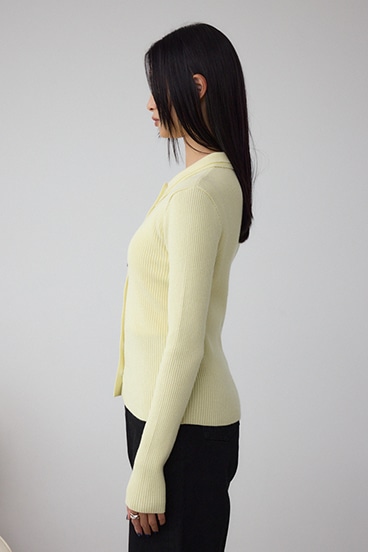 ダブルカラーフロント釦ニットトップス 詳細画像