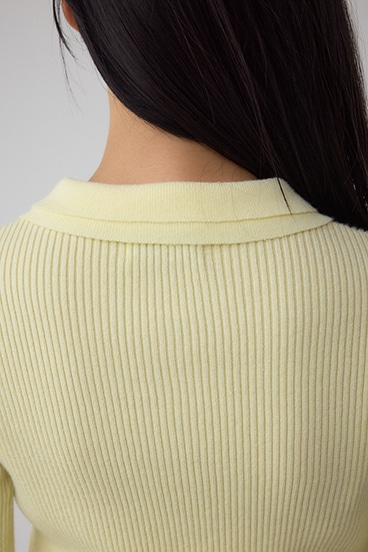 ダブルカラーフロント釦ニットトップス 詳細画像