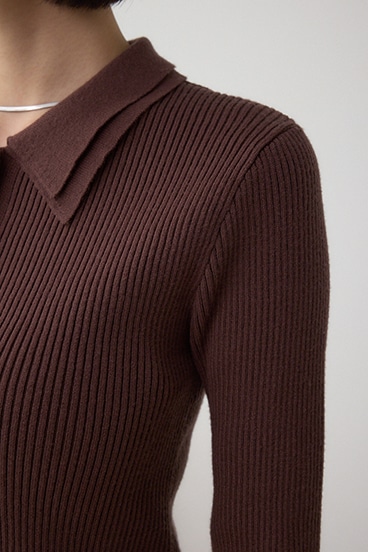 ダブルカラーフロント釦ニットトップス 詳細画像