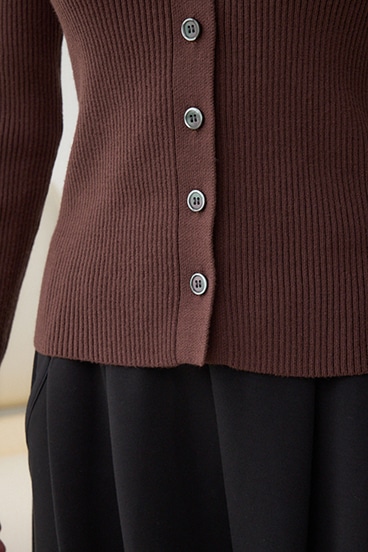 ダブルカラーフロント釦ニットトップス 詳細画像