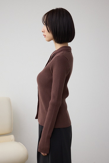 ダブルカラーフロント釦ニットトップス 詳細画像