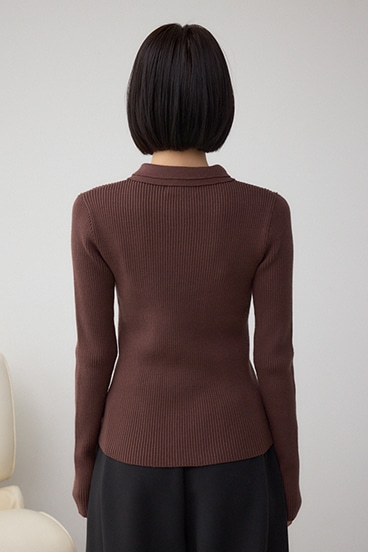 ダブルカラーフロント釦ニットトップス 詳細画像