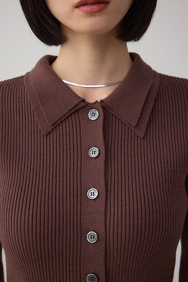 ダブルカラーフロント釦ニットトップス 詳細画像