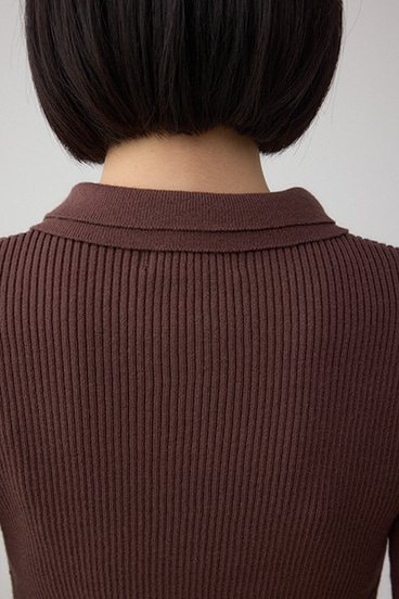 ダブルカラーフロント釦ニットトップス 詳細画像