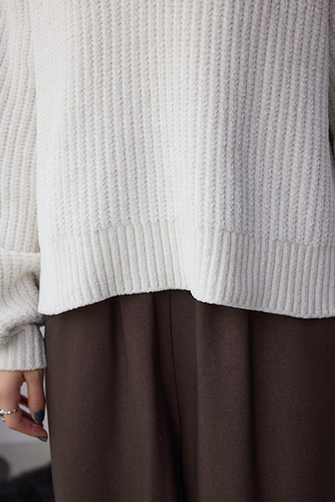 ラメベロアハーフZIPニットトップス 詳細画像