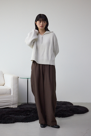 ラメベロアハーフZIPニットトップス 詳細画像