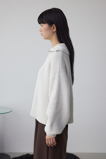 ラメベロアハーフZIPニットトップス 詳細画像