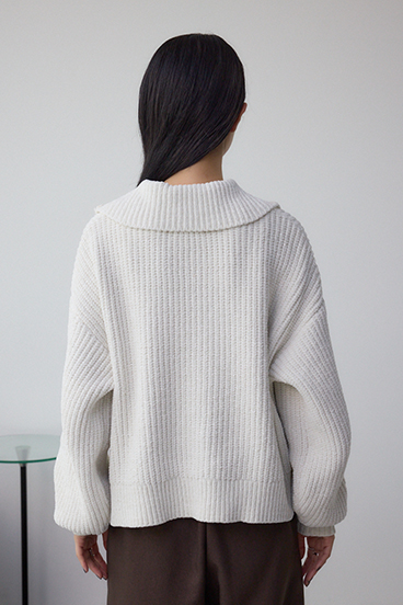 ラメベロアハーフZIPニットトップス 詳細画像