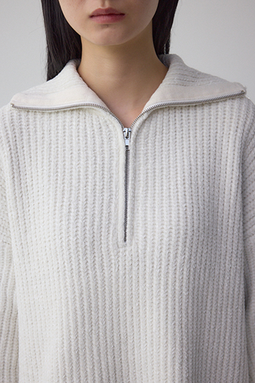 ラメベロアハーフZIPニットトップス 詳細画像