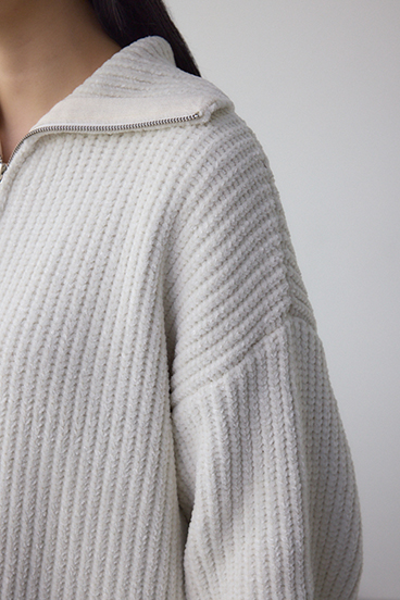 ラメベロアハーフZIPニットトップス 詳細画像