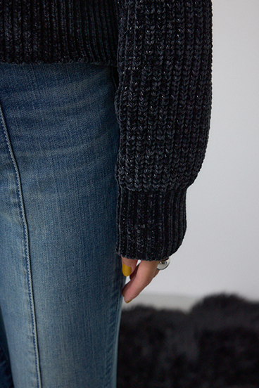 ラメベロアハーフZIPニットトップス 詳細画像