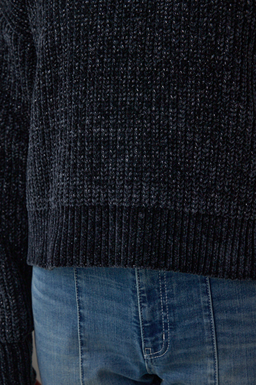 ラメベロアハーフZIPニットトップス 詳細画像